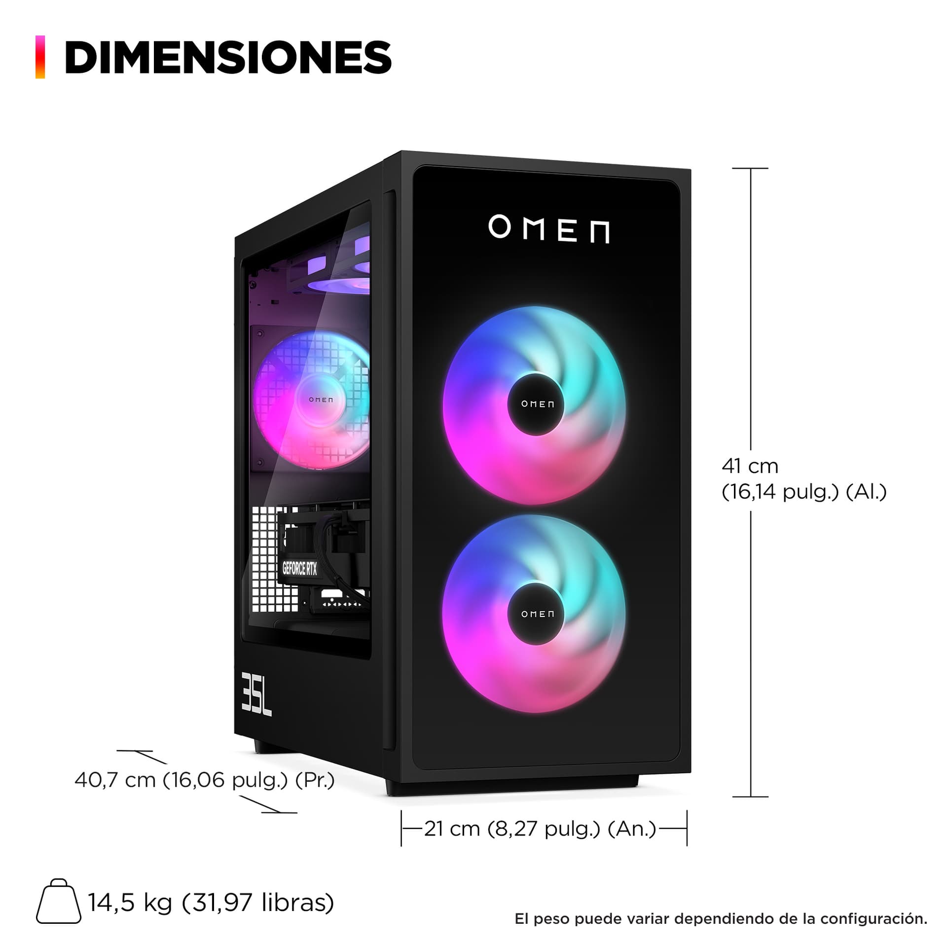 HP - Sobremesa Gaming HP OMEN GT16-0111ns, i7-14700F, 32GB, 1TB SSD, NVIDIA GeForce RTX 5060 8GB, W11. - imagen 5
