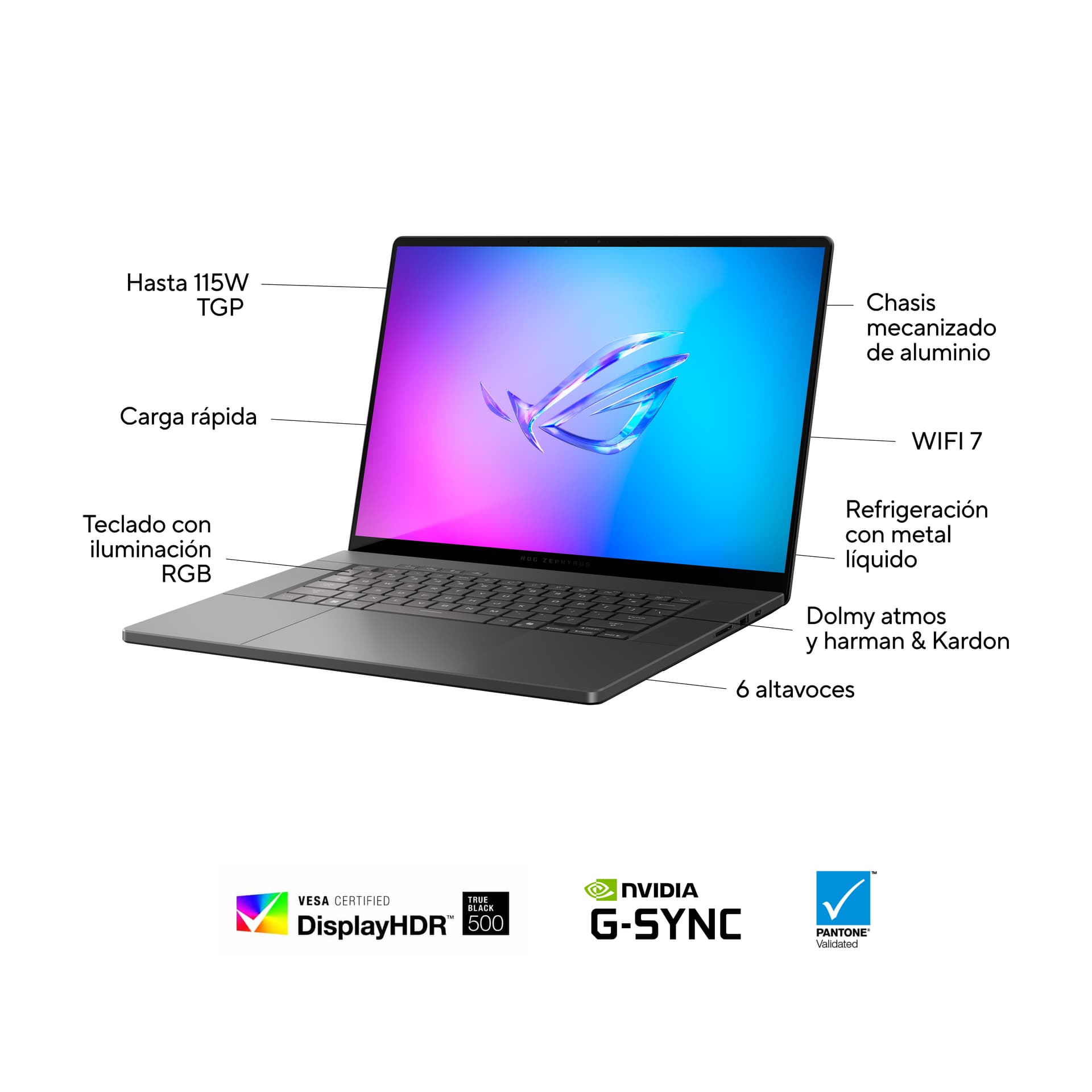 Asus - Portáil Gaming ASUS ROG Zephyrus G16 OLED GU605CX-QR113W, Intel Core Ultra 9-285H, 64GB, 2TB SSD, Nvidia GeForce RTX 5090 24GB, 16', W11. - imagen 5
