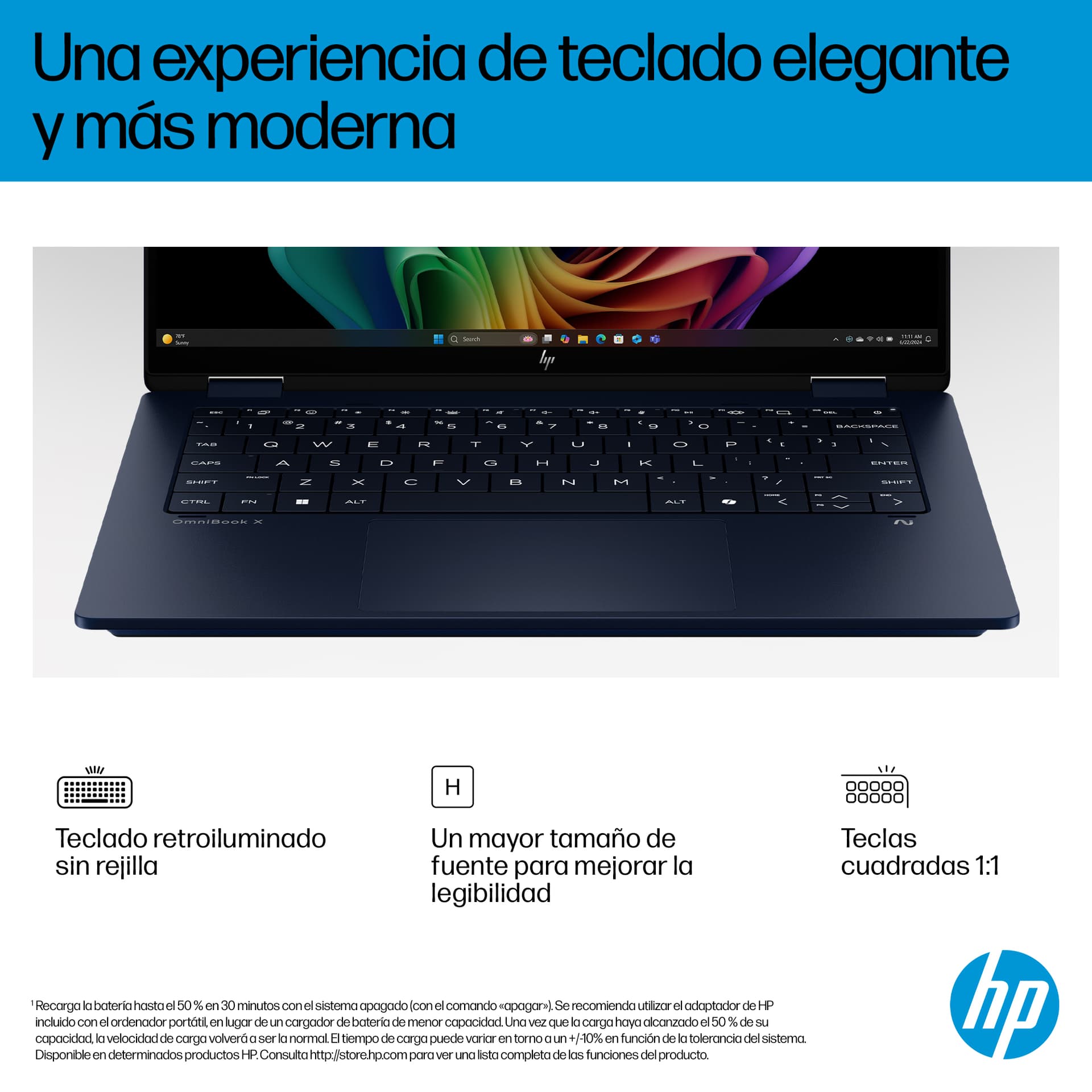 HP - Convertible 2 en 1 HP OmniBook X Flip 14-fm0001ns, Copilot+PC, Intel Core Ultra 7 EVO-256V, 16GB, 1TB SSD, 14' OLED, W11. - imagen 9