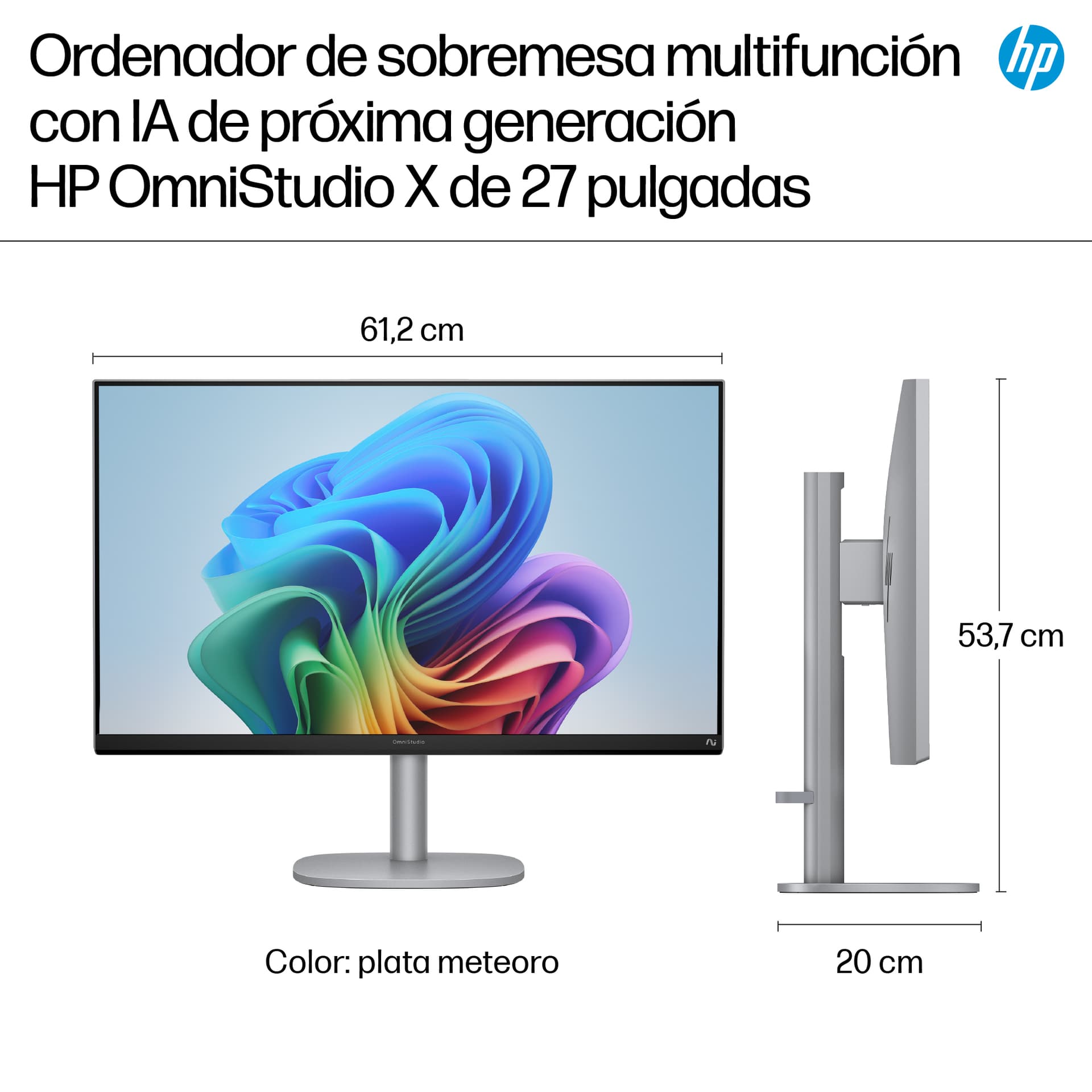 All in one - HP OmniStudio X All-in-One Desktop Next Gen AI 27-cs1011ns Copilot+PC, 27" UHD 4K, Intel® Core™ Ultra 7 258V 47 TOPS, 32GB RAM, 1TB SSD - imagen 7
