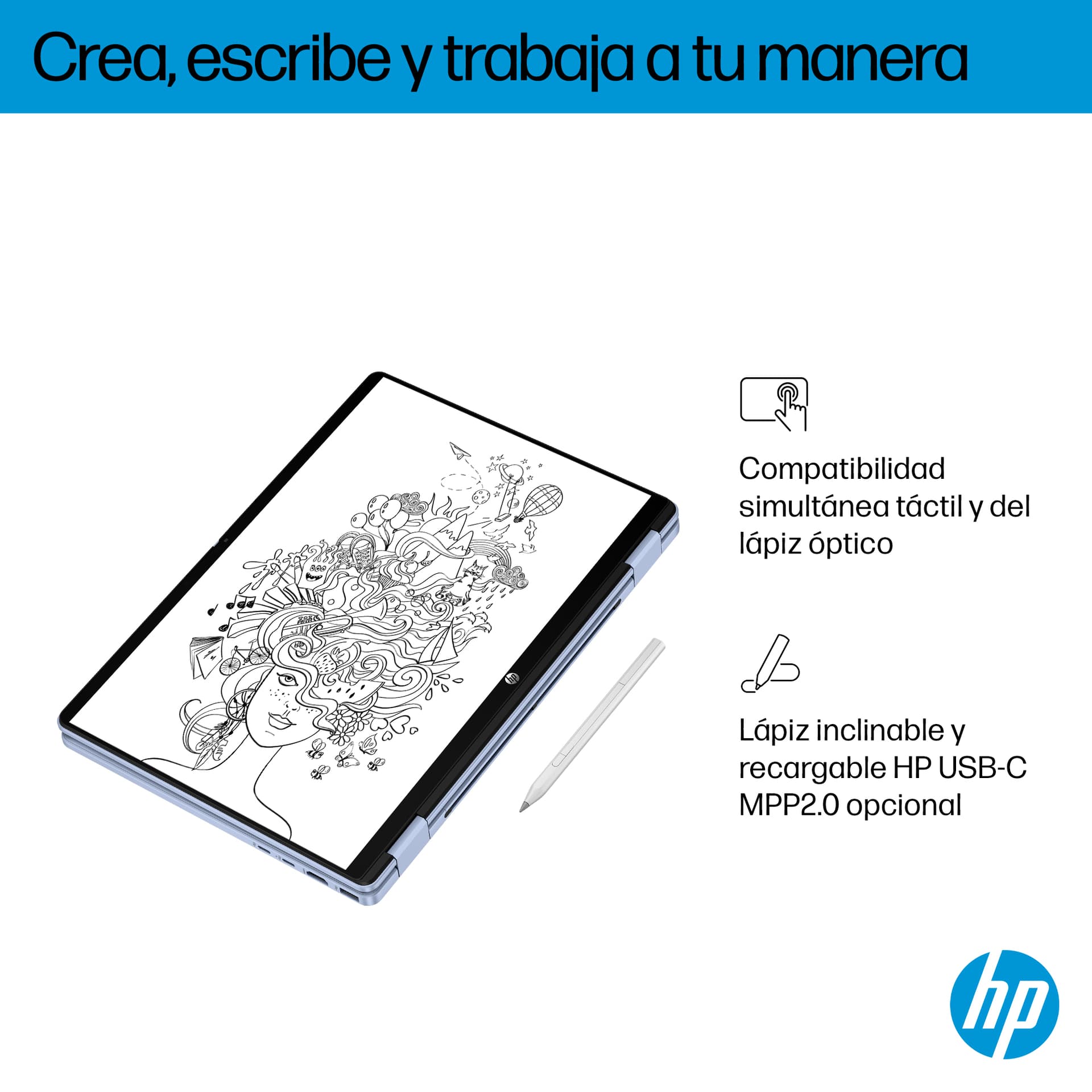 HP - Convertible 2 en 1 HP OmniBook 5 Flip 14-fp0000ns, i5-1334U, 16GB, 512GB SSD, 14', W11. - imagen 7