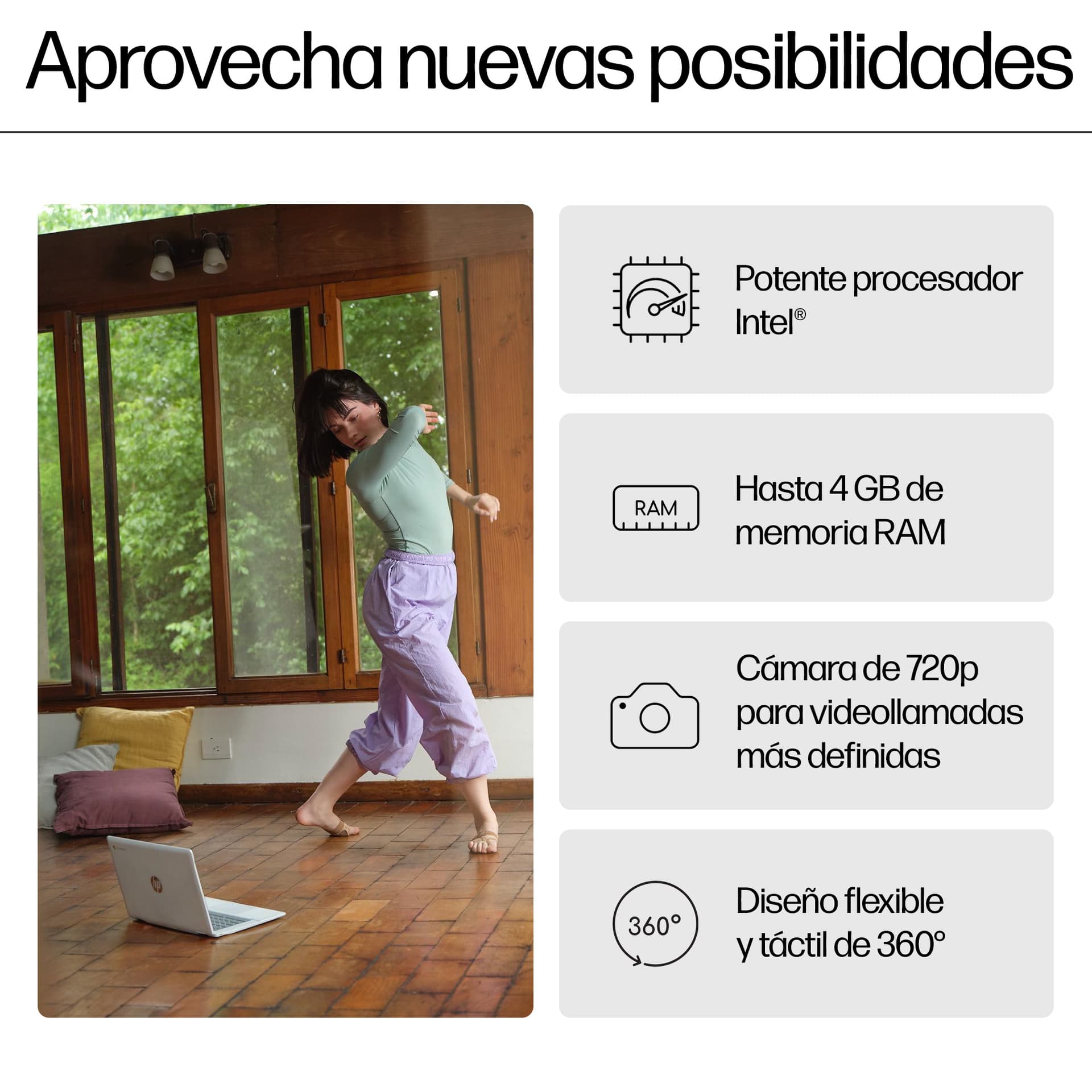 HP - Chromebook convertible 2 en 1 HP Chromebook Plus 14b-cd0000ns x360, i3-N305, 8GB, 256GB UFS, 14', ChromeOS. - imagen 7