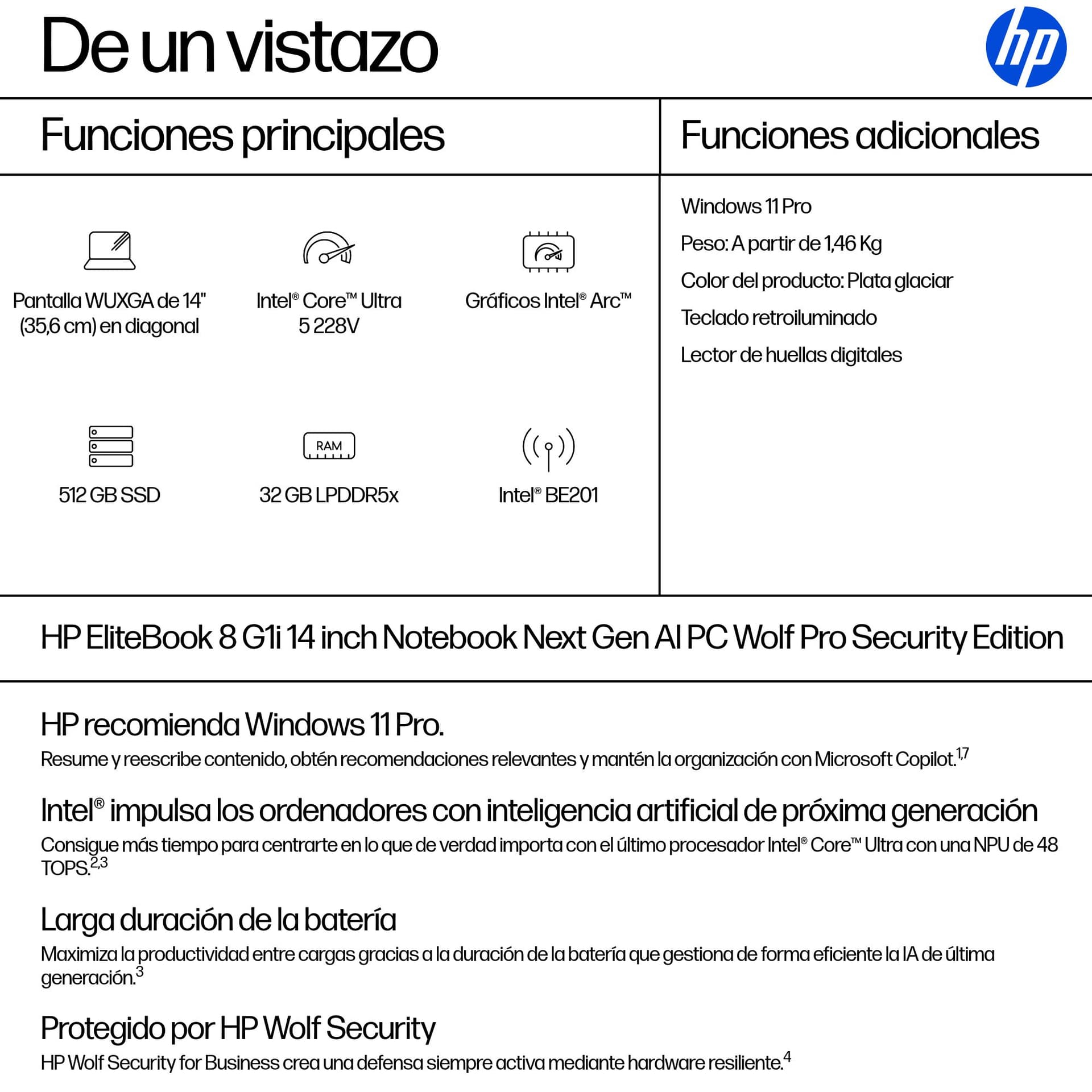 Portátil Profesional HP EliteBook 8 G1i 14" con IA - imagen 4