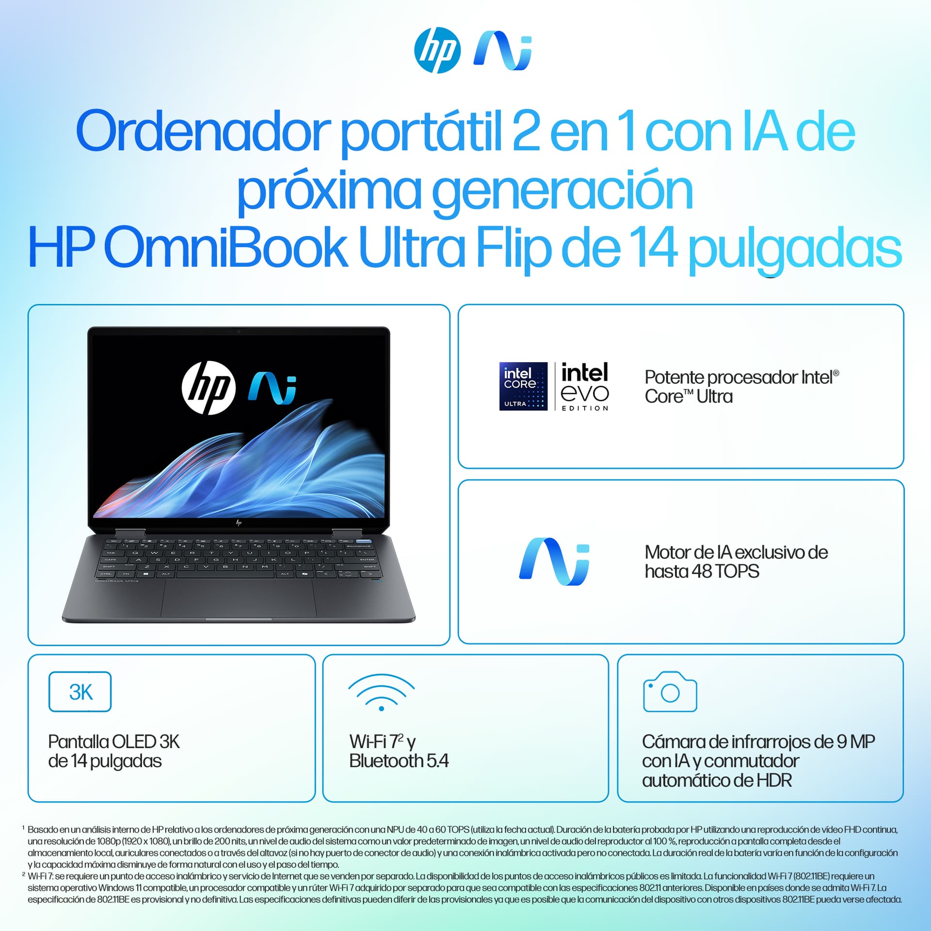 HP - Convertible 2 en 1 HP OmniBook Ultra Flip 14-fh0000ns, Copilot+PC, Intel Core Ultra 7-258V (Series 2), 32GB, 1TB SSD, 14' , W11. - imagen 4