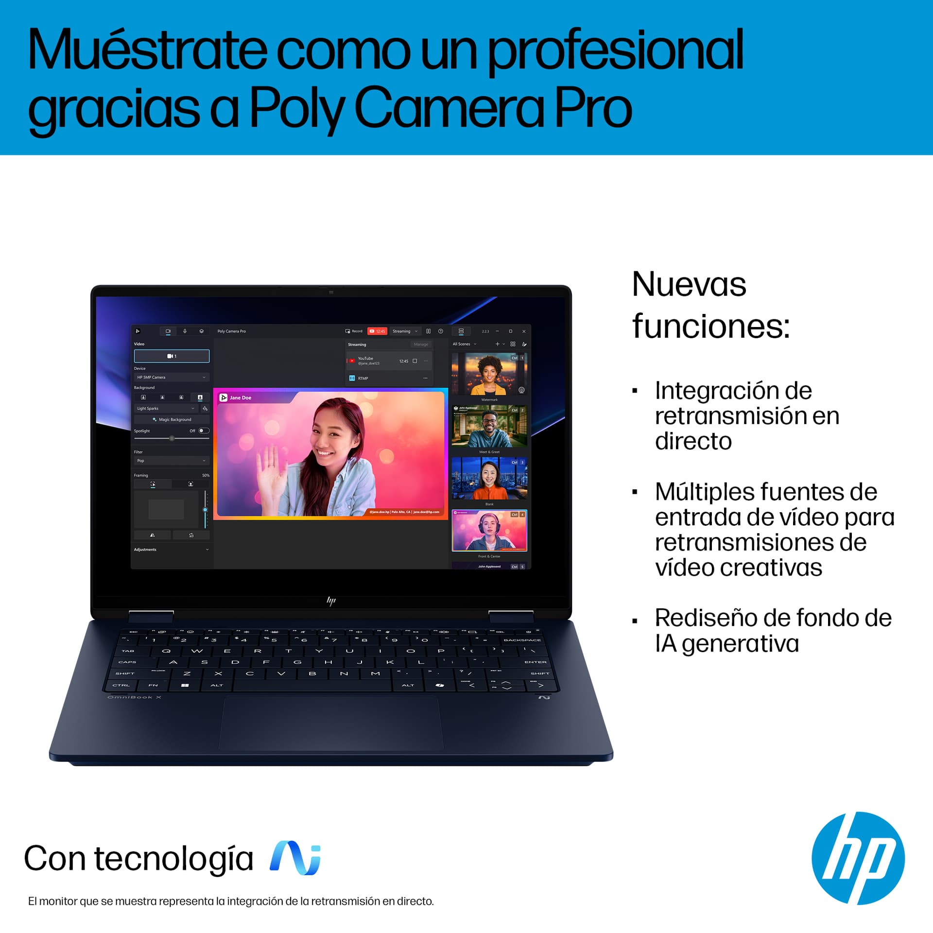 HP - Convertible 2 en 1 HP OmniBook X Flip 14-fm0000ns, Copilot+PC, Intel Core Ultra 7 EVO 258V, 32GB, 1TB SSD, 14' OLED, W11. - imagen 10