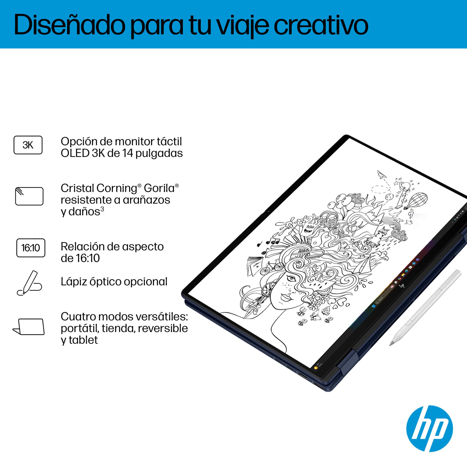 HP - Convertible 2 en 1 HP OmniBook X Flip 14-fm0002ns, Copilot+PC, Intel Core Ultra 5-226V, 16GB, 1TB SSD, 14', W11. - imagen 9
