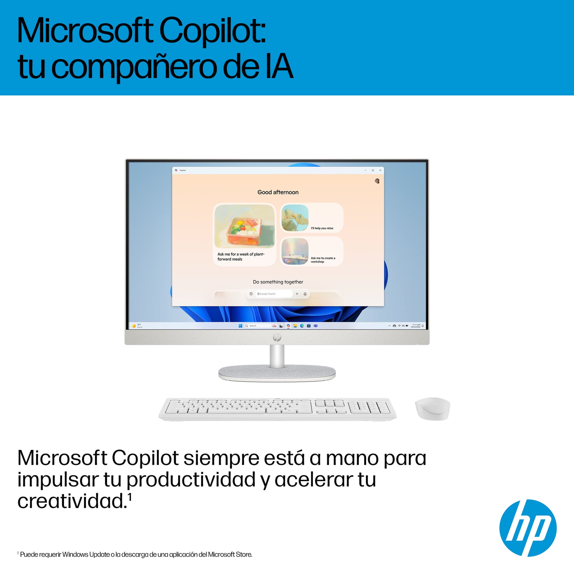 All in one - HP 24-cr2009ns, 23.8" Full-HD, Intel® Core™ Ultra 5 225U, 32GB RAM, 1 TB SSD, UHD Graphics, Windows 11 Home, Blanco caracola - imagen 9