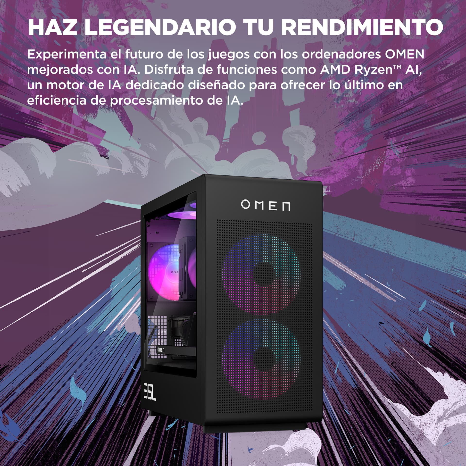 HP - Sobremesa Gaming HP OMEN GT16-0126ns, Ryzen 7-8700F, 32GB, 2TB SSD, NVIDIA GeForce RTX 5060Ti 16GB, W11. - imagen 8